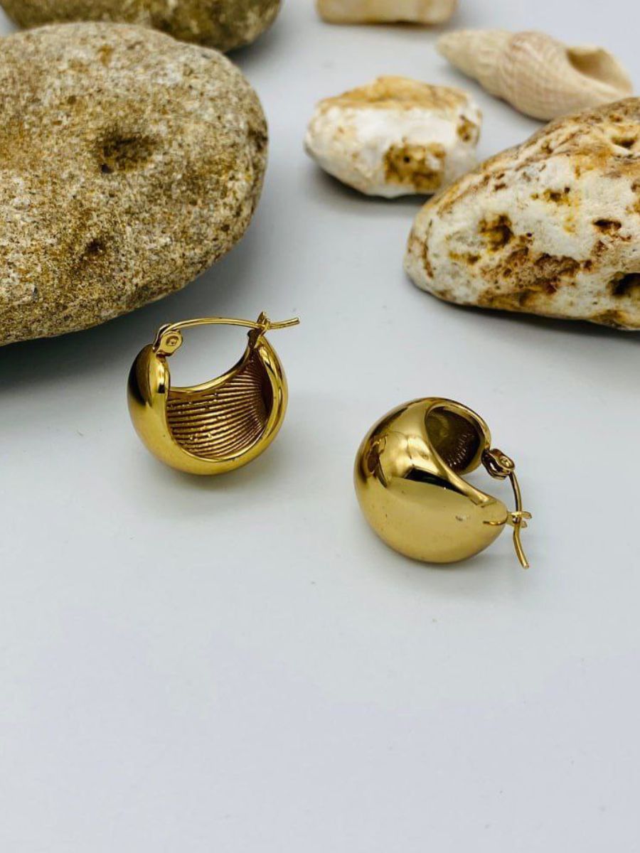 Chunky Gold Plated Round Korean Hoop Earrings