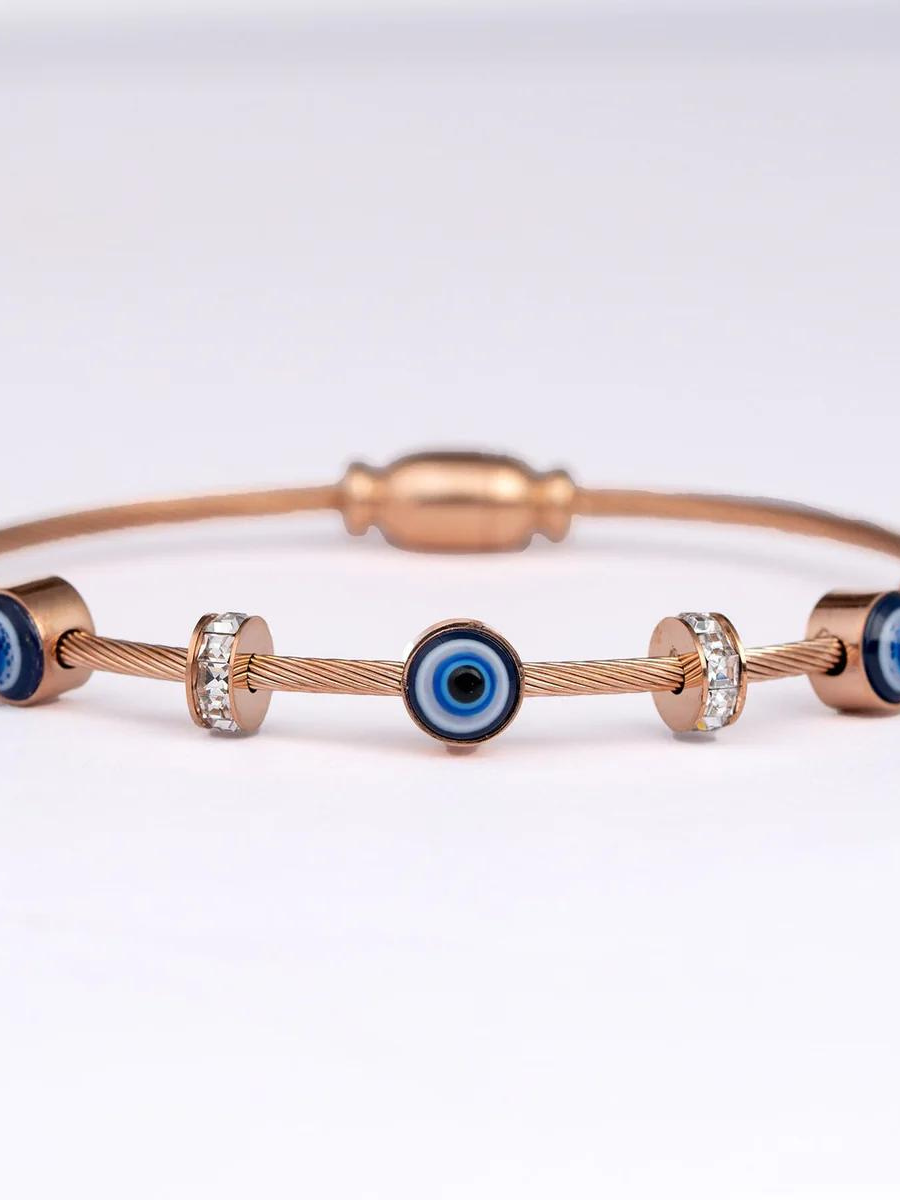 Rose Gold Evil Eye Diamond Magnetic Bracelet - 2