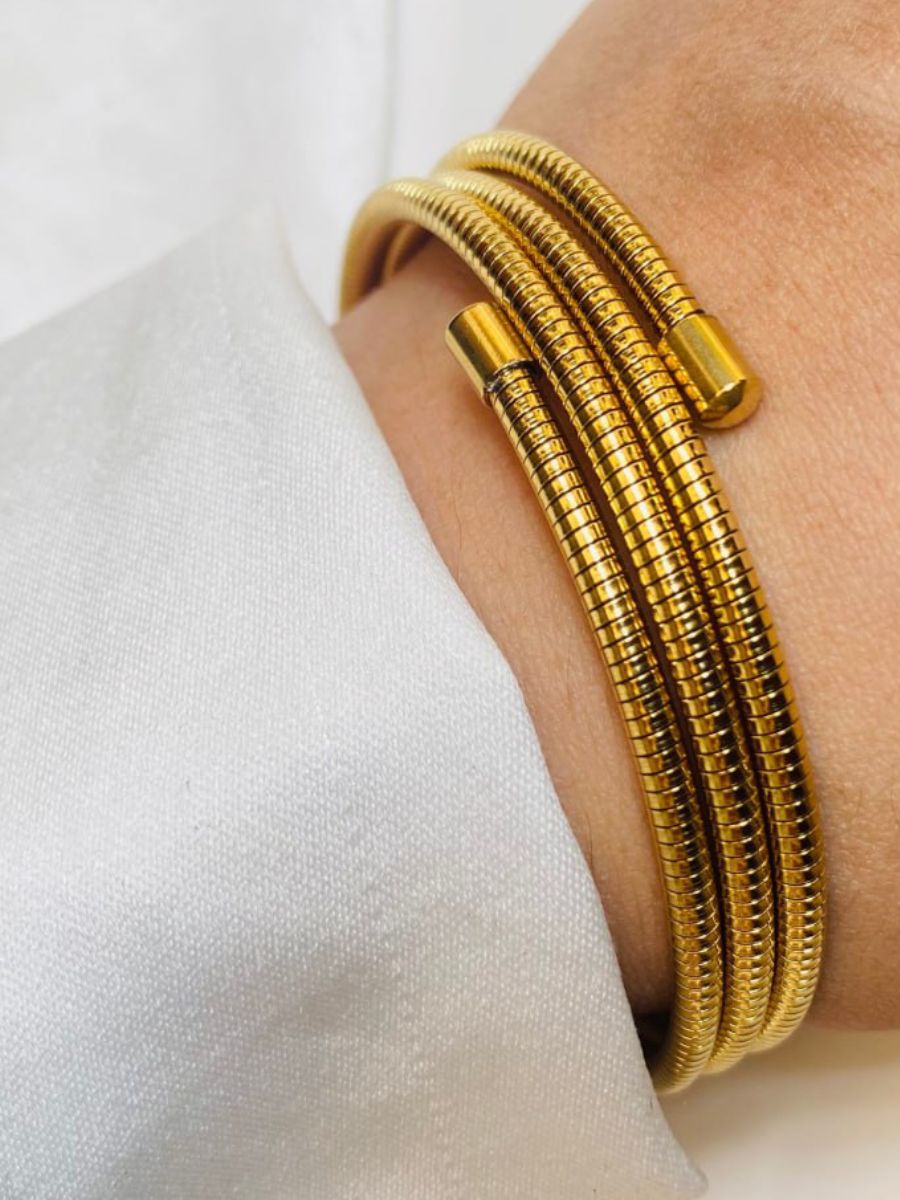 Stylish Golden Triple Layer Elastic Stretchable Bracelet