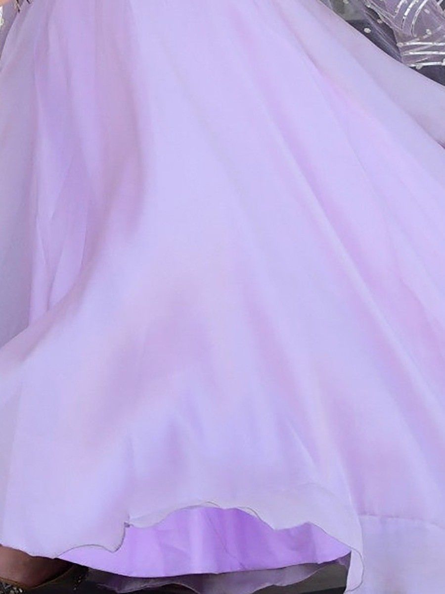 Stylish Lilac Lavender Embroidered Organza Lehenga - Plain