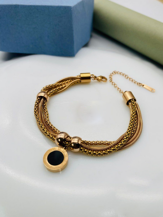 Multi Layer Chain Rose Gold Charm Bracelet