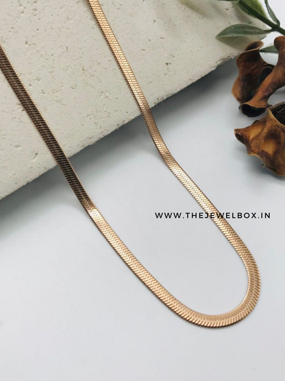 Anti Tarnish Rose Gold Plated Flat Snake Chain