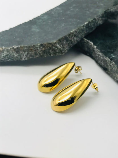 Buy Chunky Golden Plated Big Flat Teardrop Earrings - TheJewelbox