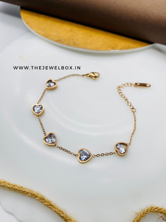Buy Heart Shaped Diamond Charms Rose Gold Chain Bracelet - TheJewelbox