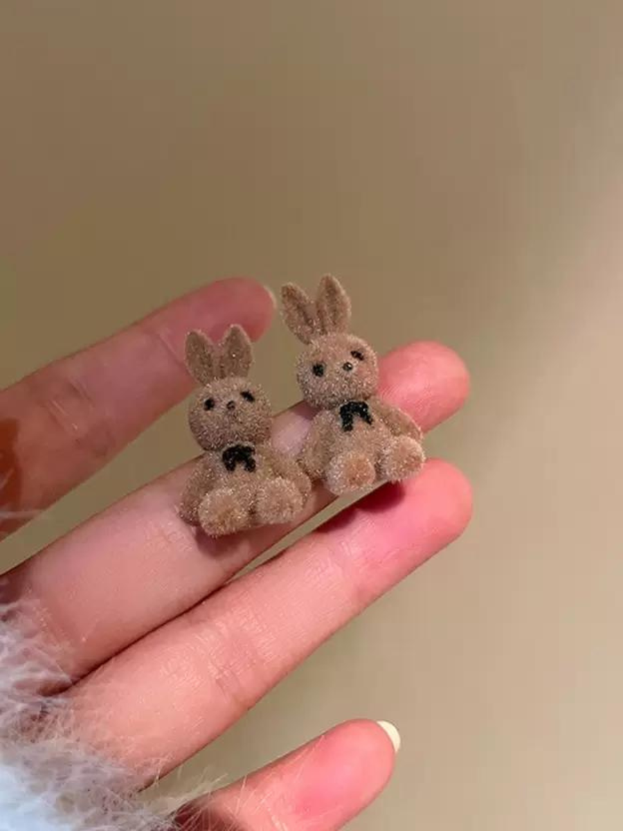 Korean Style Brown Bunny Rabbit Earrings