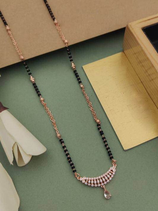 Buy Small American Diamond Pendant Rose Gold Mangalsutra Online - TheJewelbox