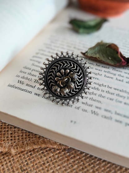 Buy Small Gungroo Style Oxidised Silver Finger Ring - TheJewelbox