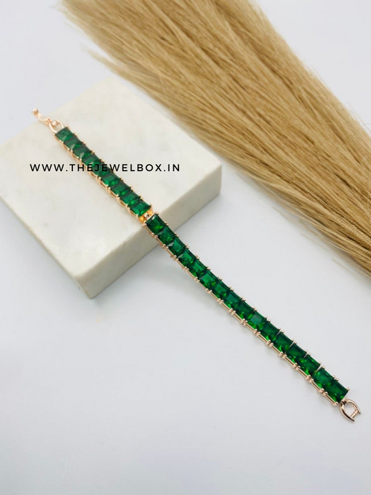 Buy Square Cut Emerald Stone Rose Gold Tennis Bracelet - TheJewelbox
