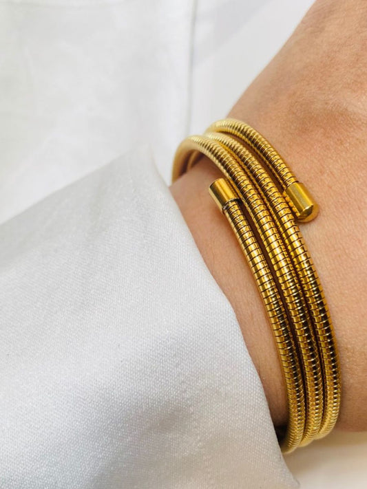 Buy Stylish Golden Triple Layer Elastic Stretchable Bracelet - TheJewelbox