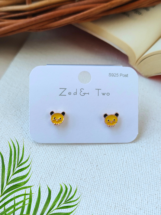 Buy Yellow Bulldog Shaped Girls Cute Korean Stud Earrings - TheJewlebox